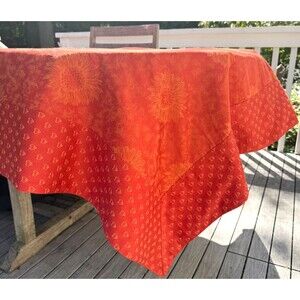 Tissus Toselli French Jacquard Tablecloth Orange Sunflower 56" x 98" MINT